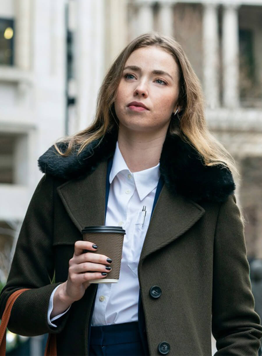 Freya Mavor Industry S01 Daria Greenock Green Fur Wool Coat