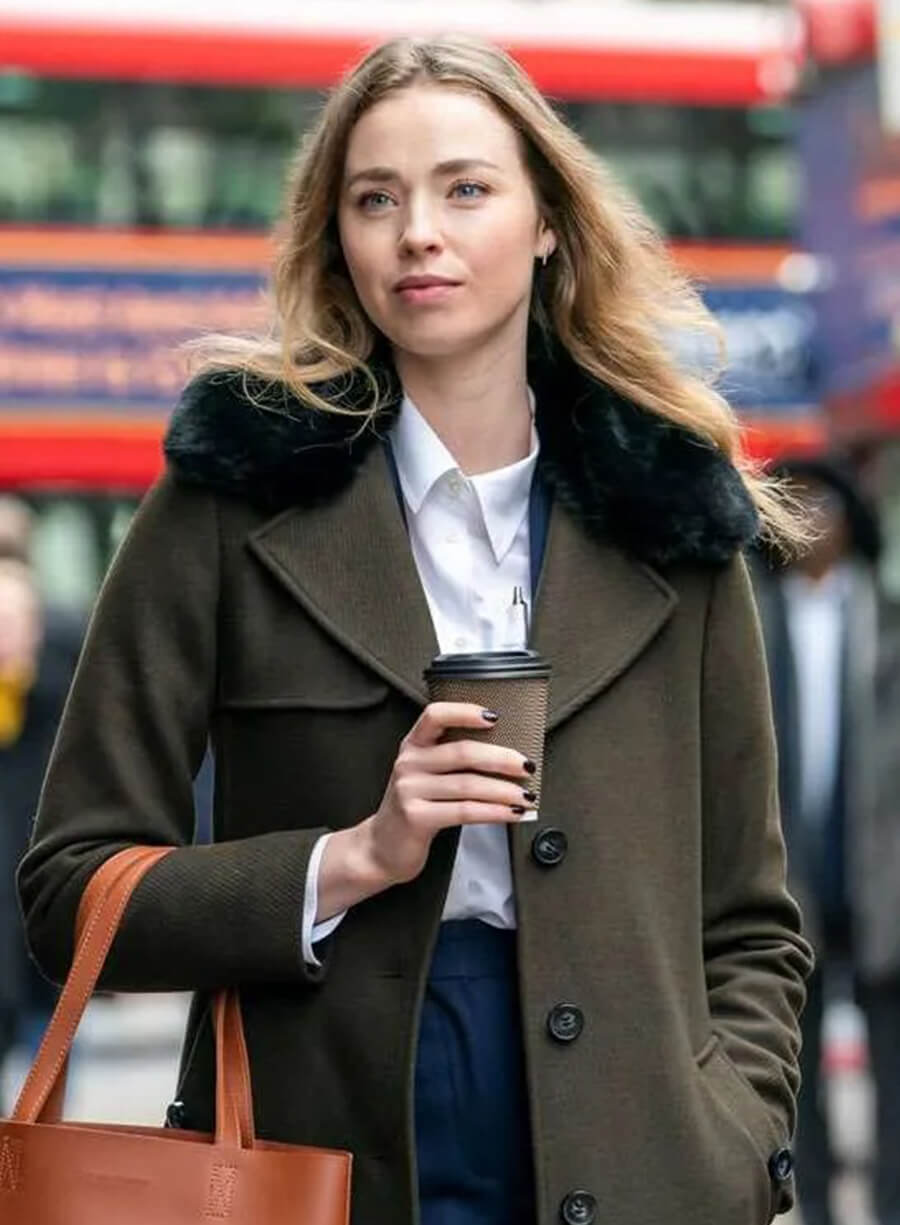 Freya Mavor Industry S01 Daria Greenock Green Fur Wool Coat