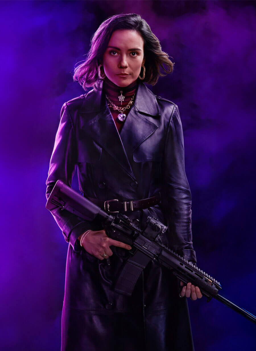 From the World of John Wick: Ballerina Catalina Sandino Moreno Leather Coat