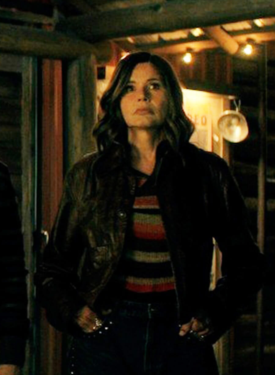 Geena Davis The Boroughs Renee Maroon Leather Jacket