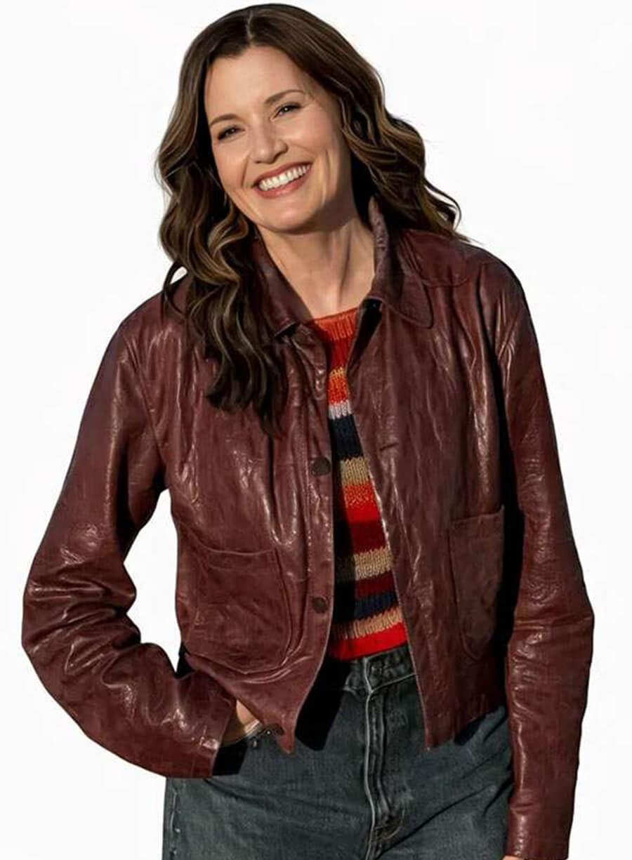 Geena Davis The Boroughs Renee Maroon Leather Jacket