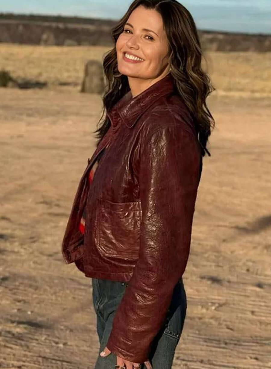 Geena Davis The Boroughs Renee Maroon Leather Jacket