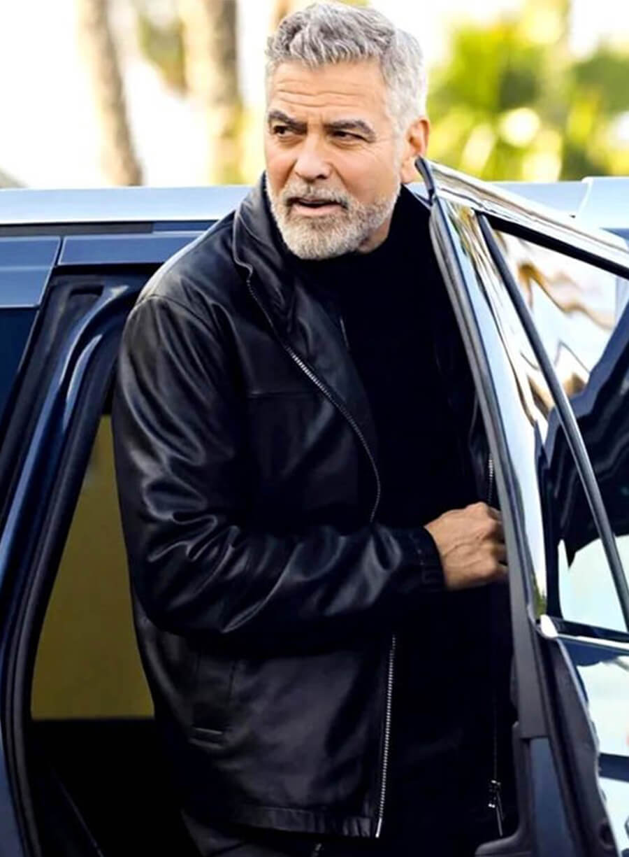 George Clooney Leather Black jacket