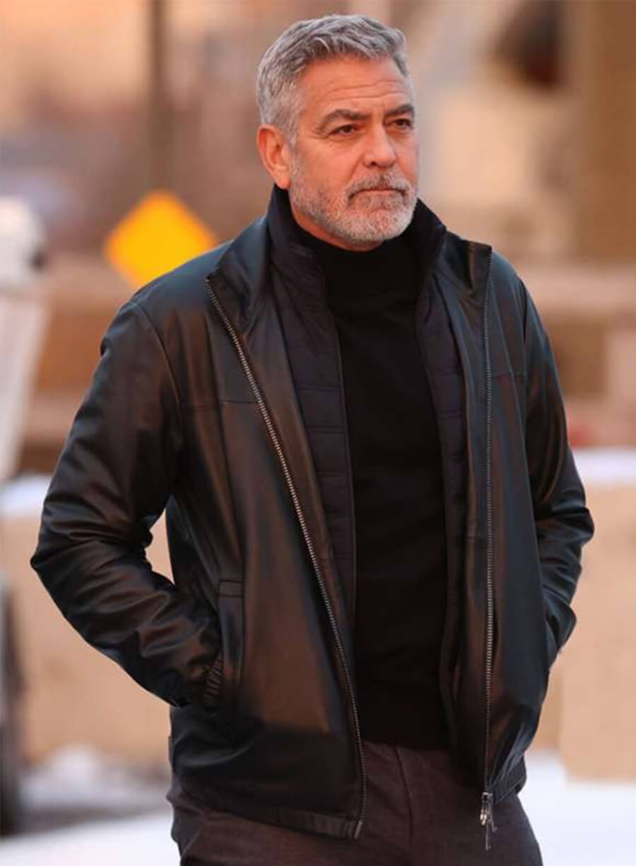 George Clooney Leather Black jacket
