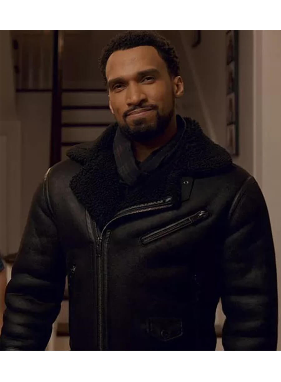 Ginny & Georgia Nathan Mitchell Zion Sherpa Black Leather Jacket