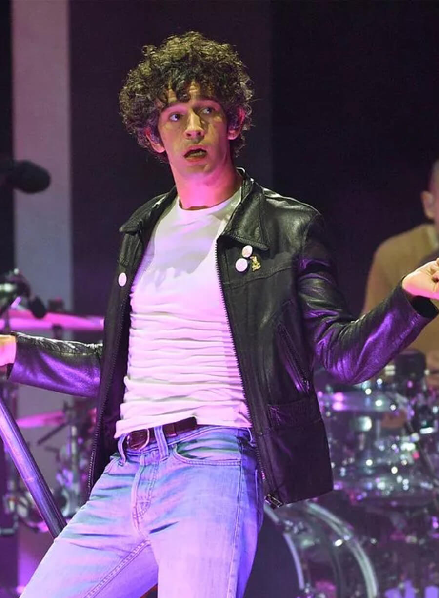 Glastonbury 2025 Matty Healy The 1975 Black Leather Jacket