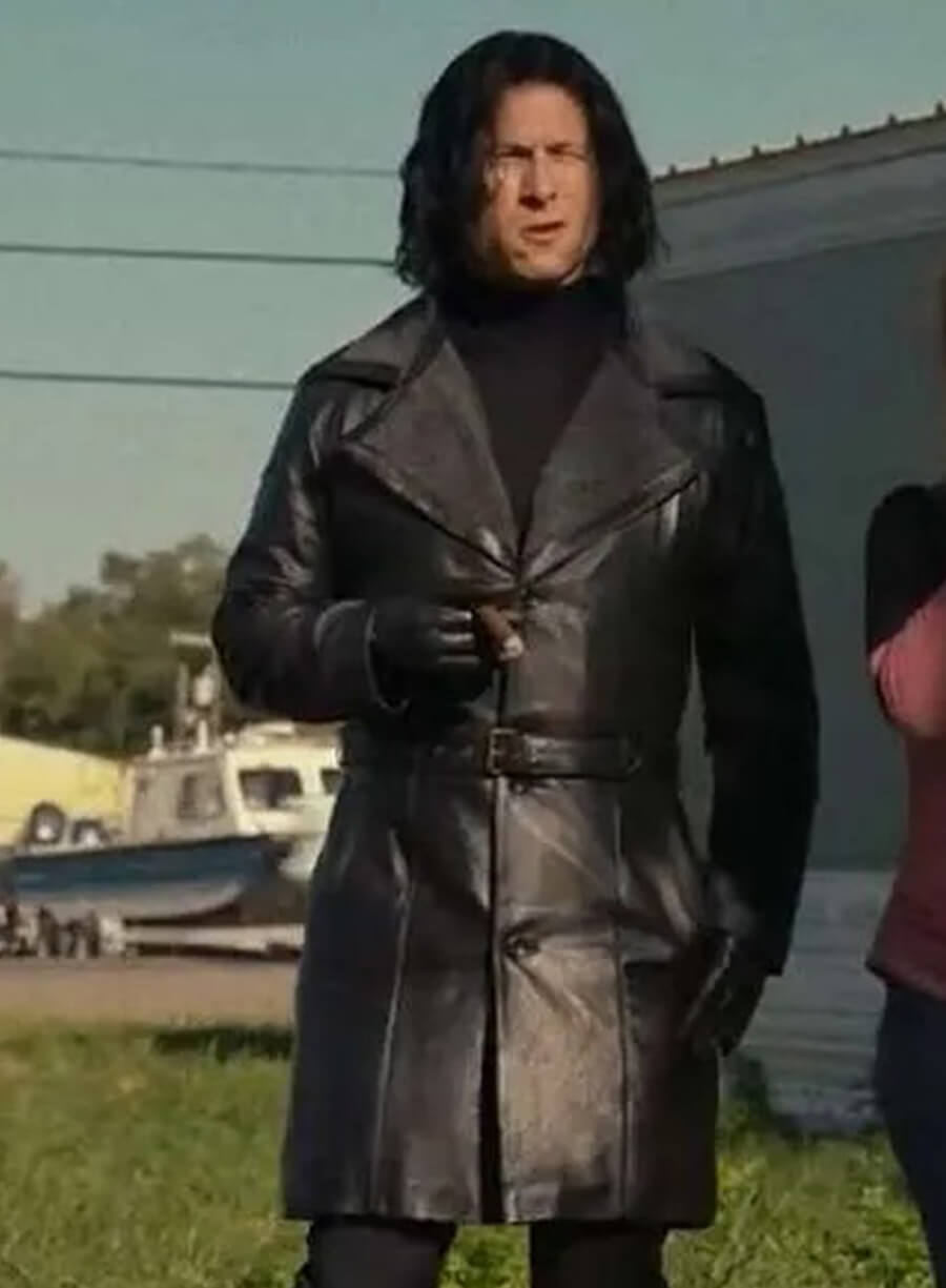 Glen Powell Hit Man Black Leather Coat