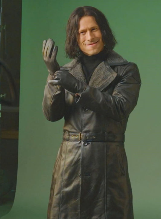 Glen Powell Hit Man Black Leather Coat