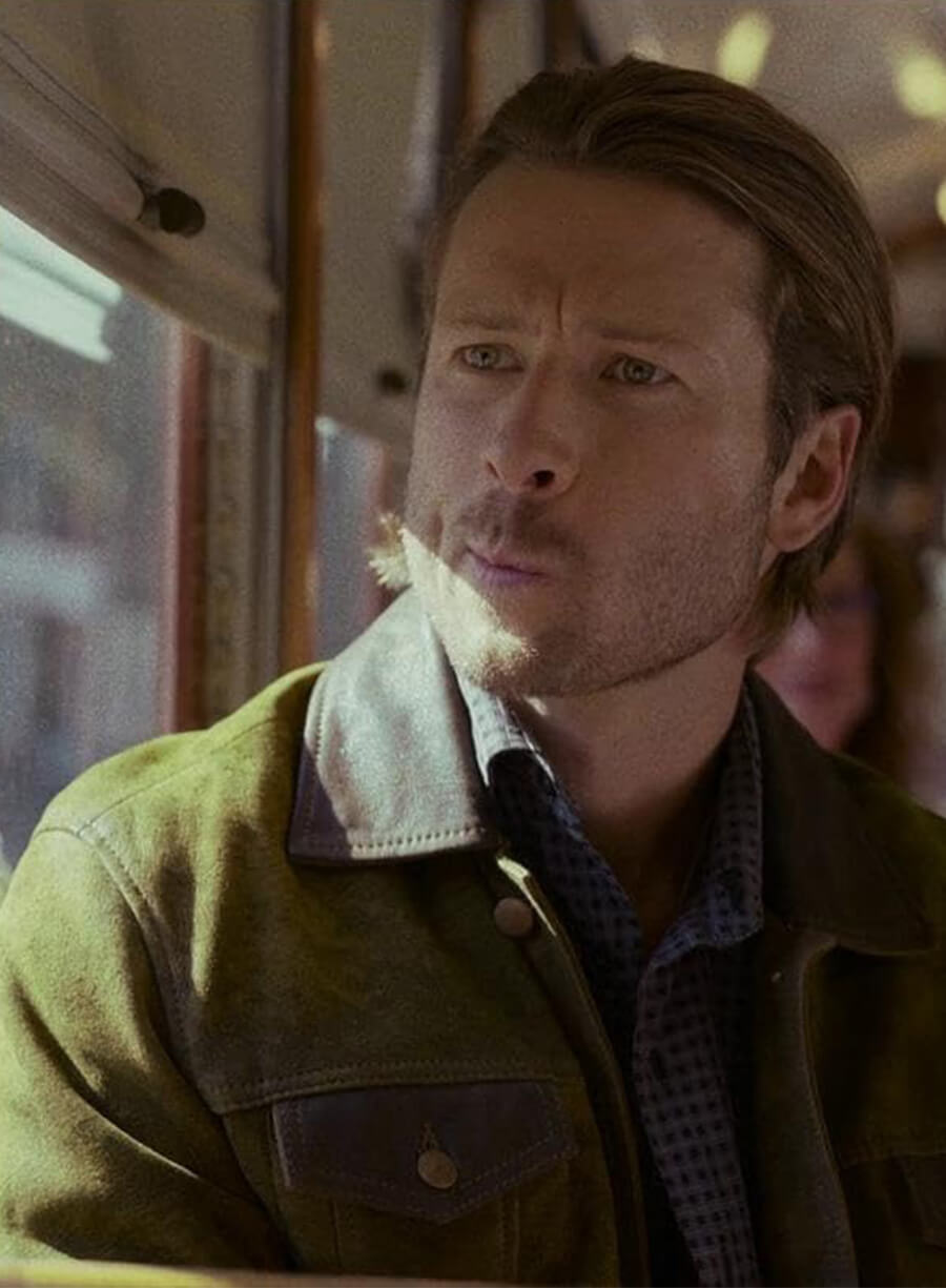 Glen Powell Hit Man Gary Johnson Suede Leather Jacket