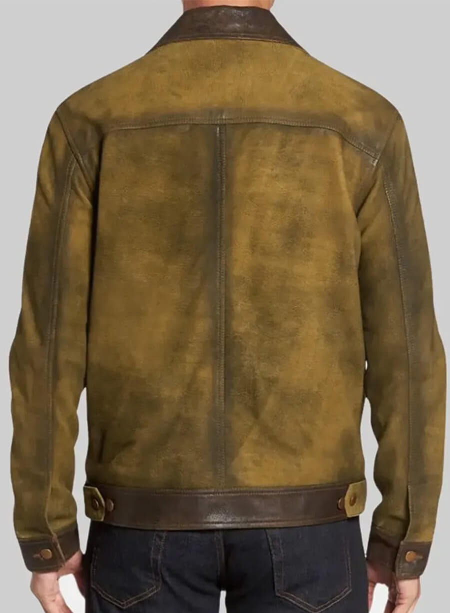 Glen Powell Hit Man Gary Johnson Suede Leather Jacket
