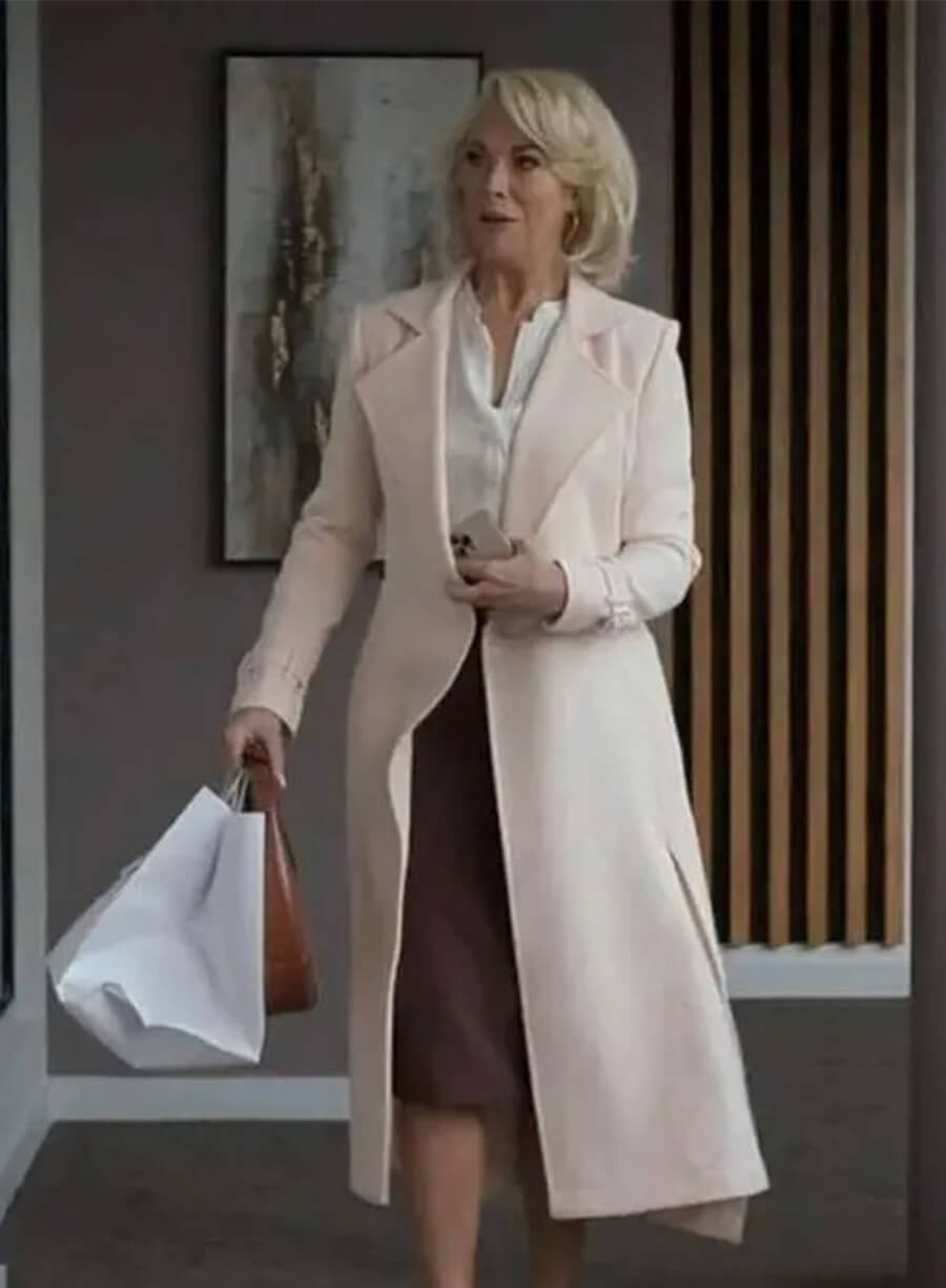 Hannah Waddingham Ted Lasso S03 Rebecca Welton Pink Coat