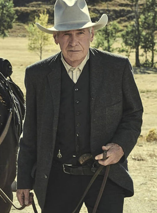 Harrison Ford 1923 Jacob Dutton Black Wool Blazer Coat