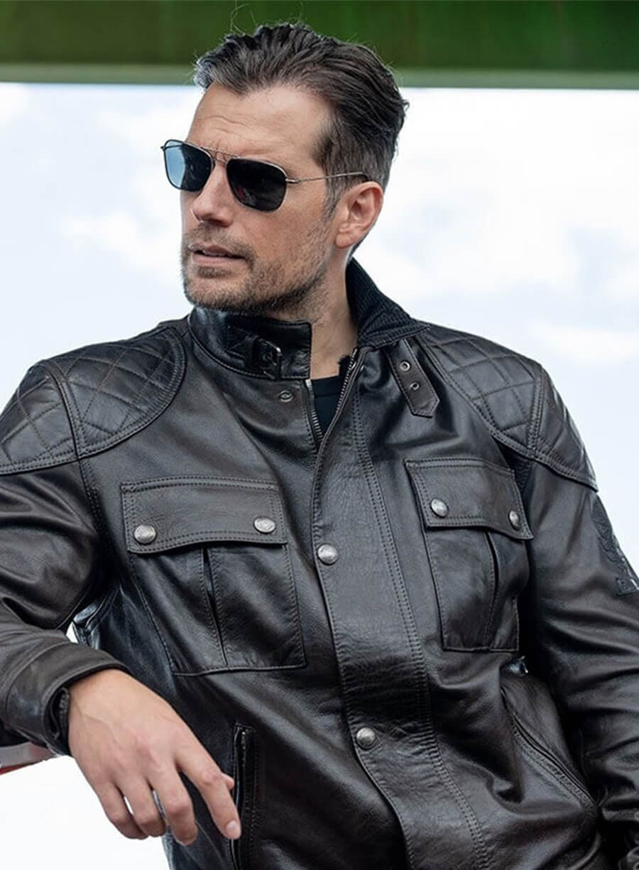 In The Grey 2026 Henry Cavill Sid Black Biker Leather Jacket