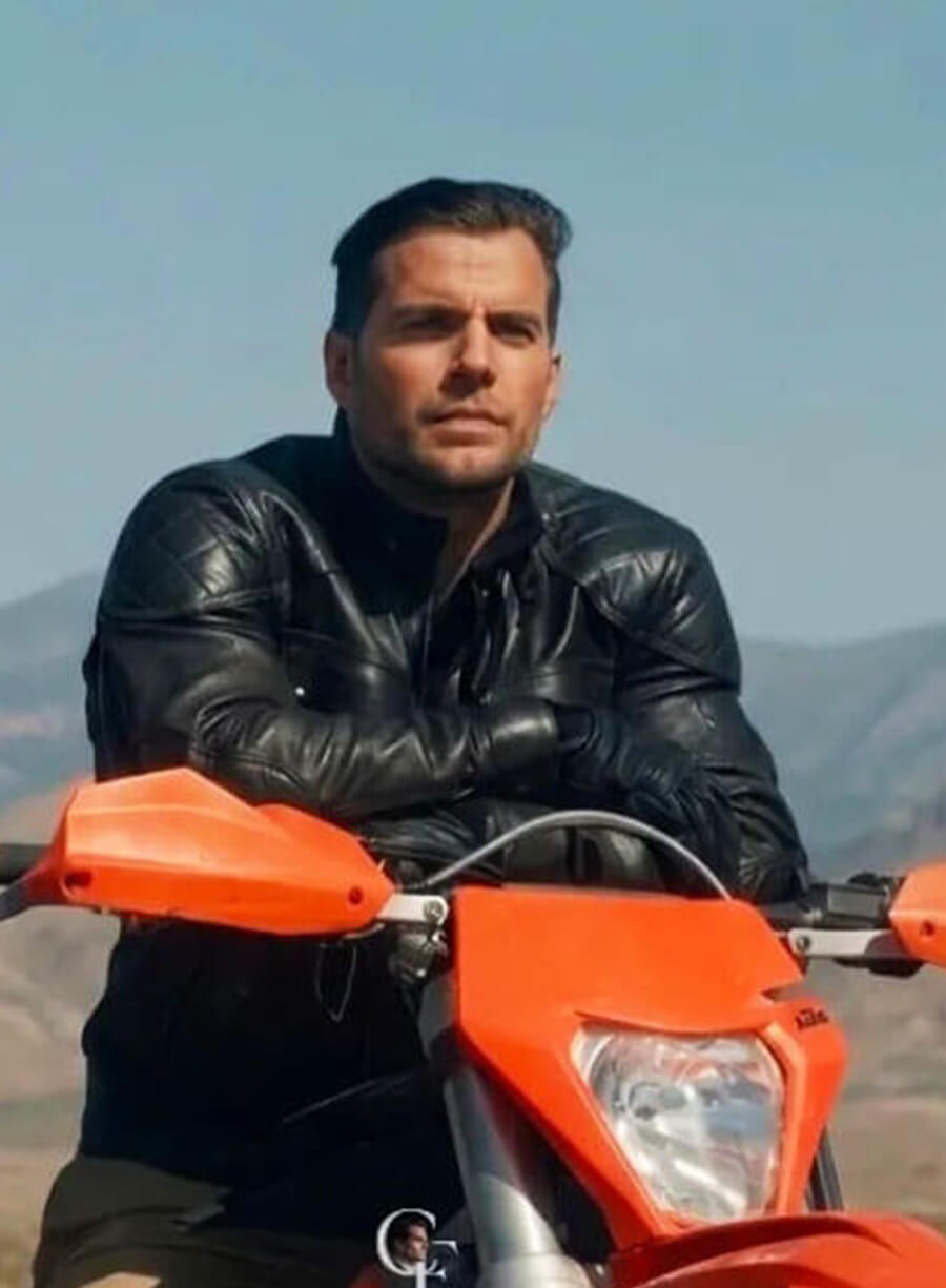 In The Grey 2026 Henry Cavill Sid Black Biker Leather Jacket