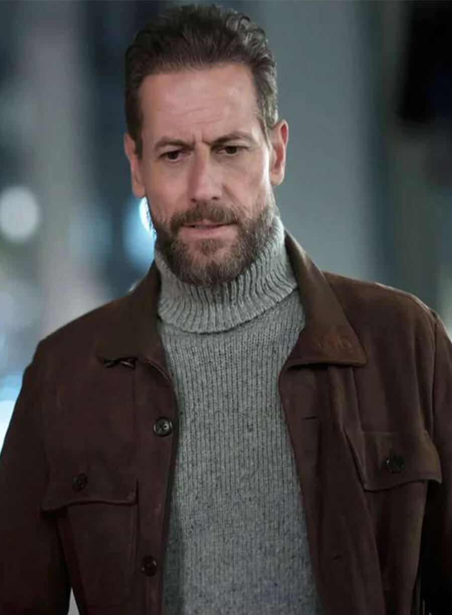 Ioan Gruffudd Elsbeth S02 Angus Oliphant Brown Suede Jacket
