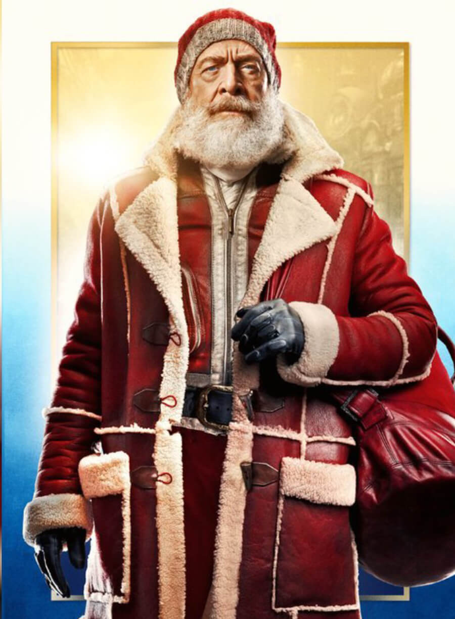 J.K. Simmons Red One 2024 Santa Claus Leather Coat