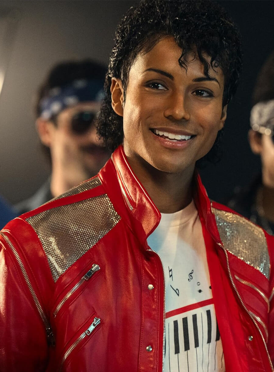 Jaafar Jackson Michael 2026 Red Leather Jacket
