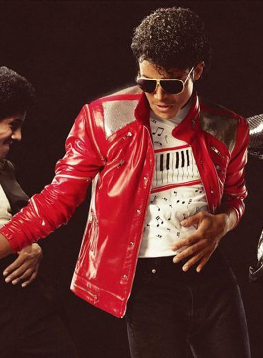 Jaafar Jackson Michael 2026 Red Leather Jacket