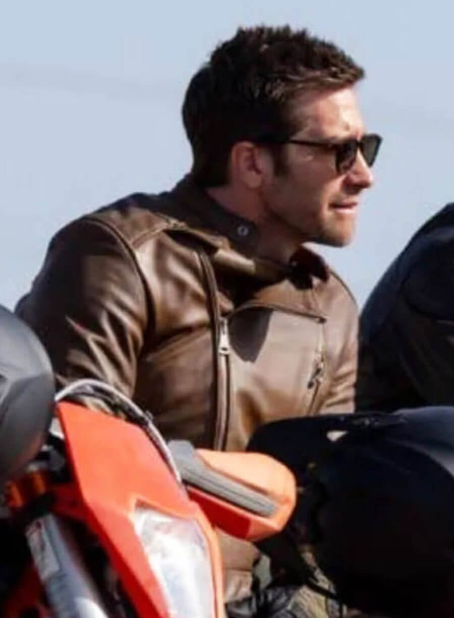 Jack Gyllenhaal In The Grey 2026 Brown Leather Jacket