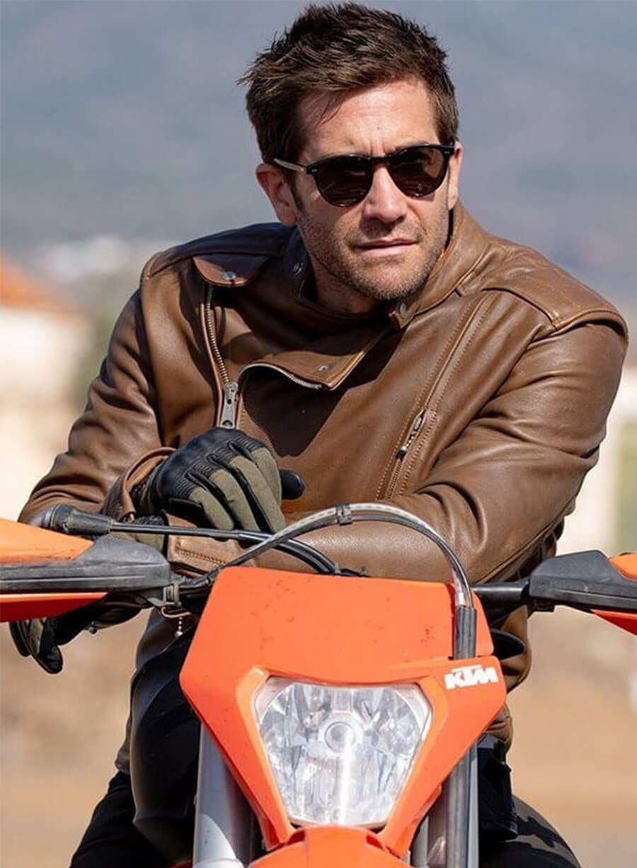 Jack Gyllenhaal In The Grey 2026 Brown Leather Jacket