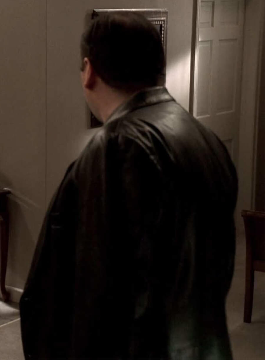 James Gandolfini The Sopranos Tony Soprano Black Leather Blazer