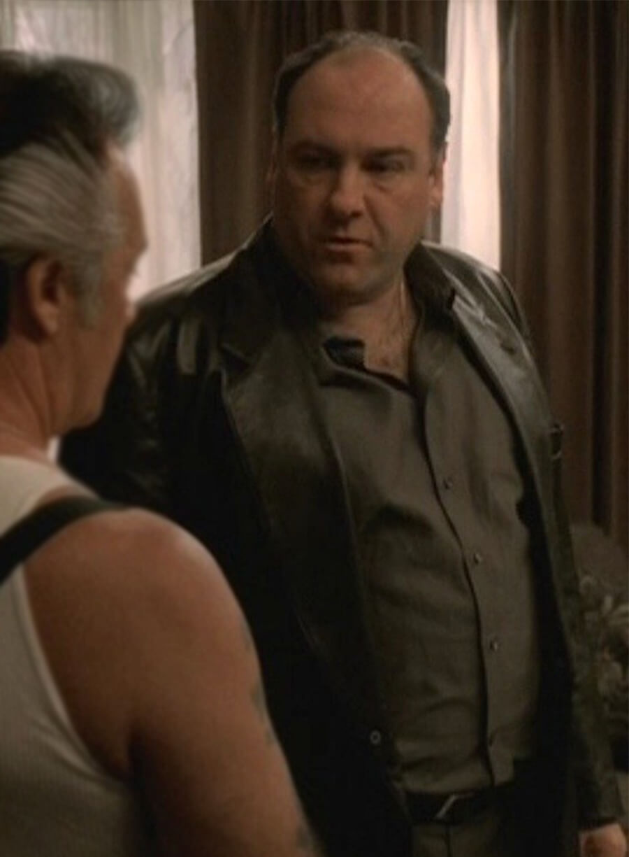 James Gandolfini The Sopranos Tony Soprano Black Leather Blazer