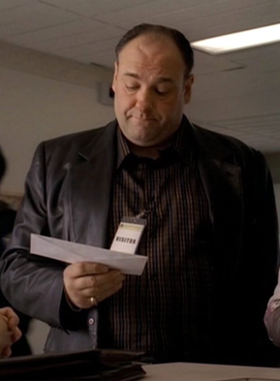James Gandolfini The Sopranos Tony Soprano Black Leather Blazer
