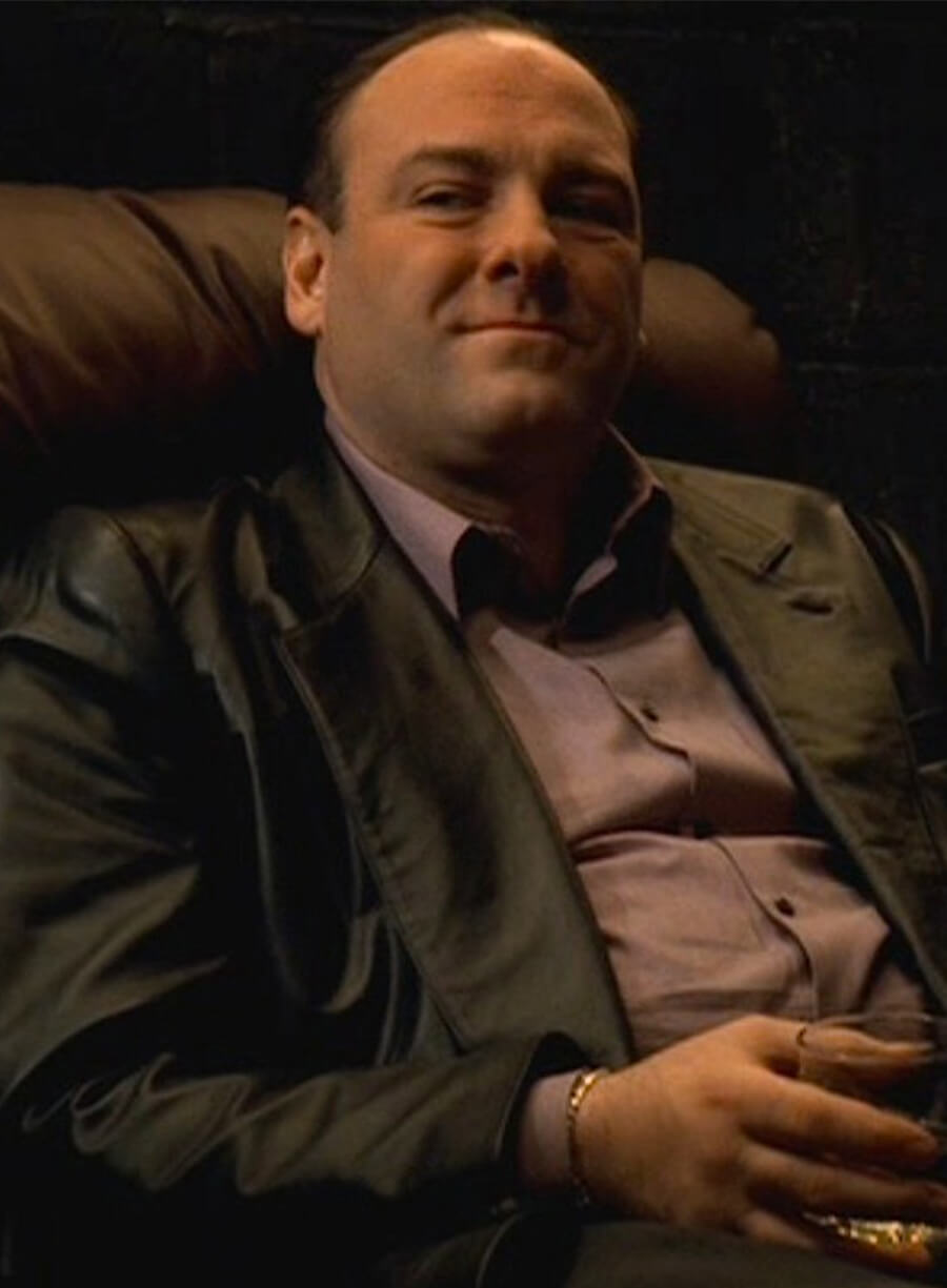 James Gandolfini The Sopranos Tony Soprano Black Leather Blazer