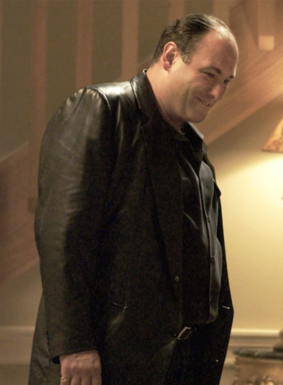James Gandolfini The Sopranos Tony Soprano Black Leather Blazer