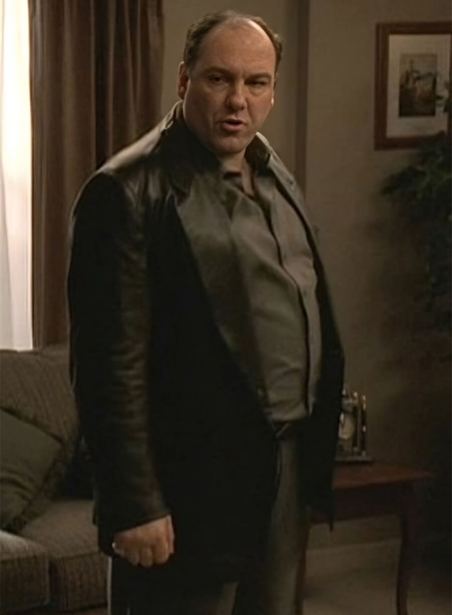 James Gandolfini The Sopranos Tony Soprano Black Leather Blazer