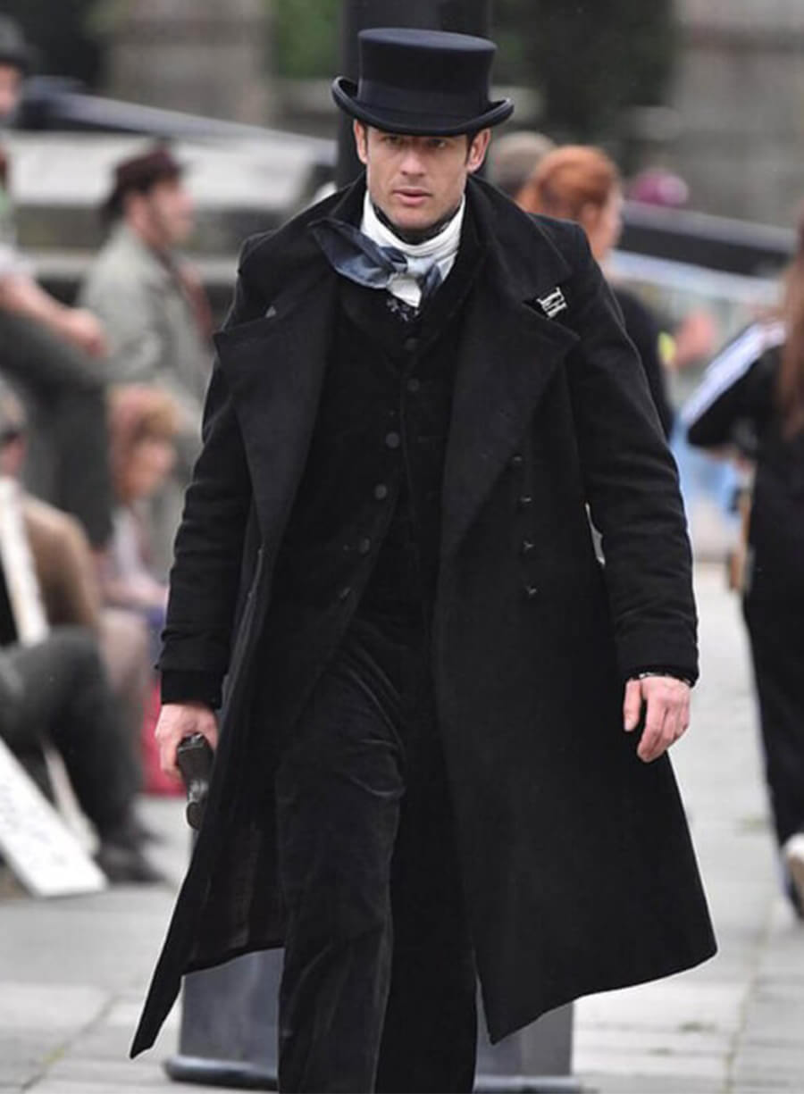 James Norton House of Guinness S01 Sean Black Wool Coat