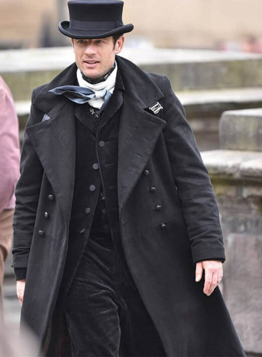 James Norton House of Guinness S01 Sean Black Wool Coat