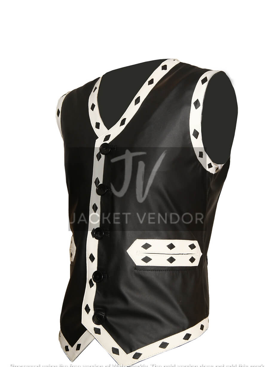 James Remar Ajax The Warriors Black White Leather Vest
