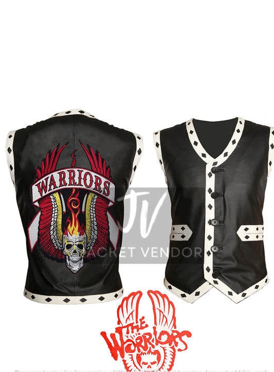 James Remar Ajax The Warriors Black White Leather Vest