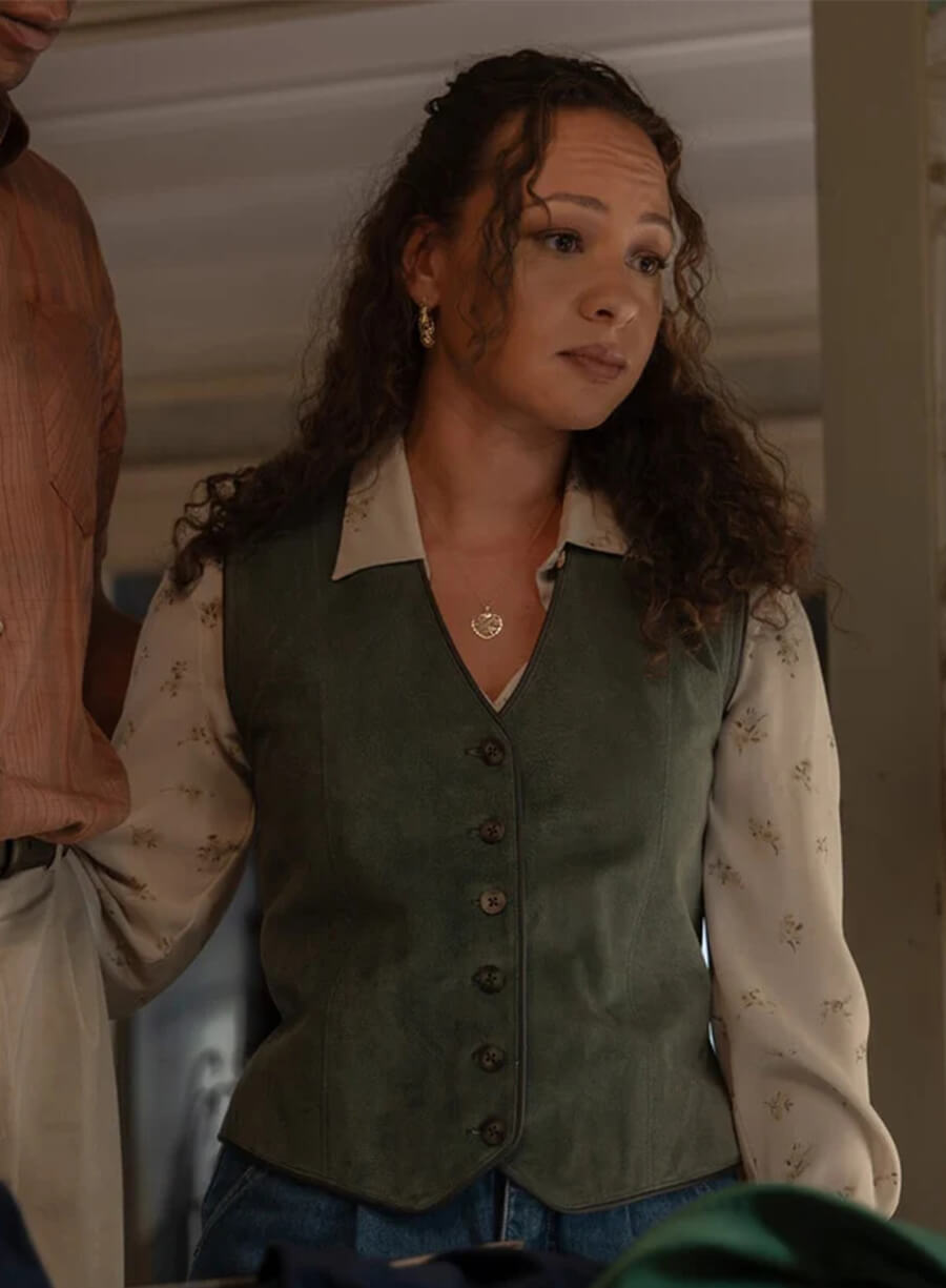 Jasmine Cephas Jones Lanterns S01 Green Suede Vest