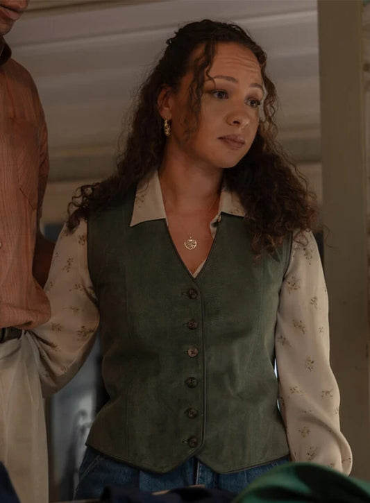 Jasmine Cephas Jones Lanterns S01 Green Suede Vest
