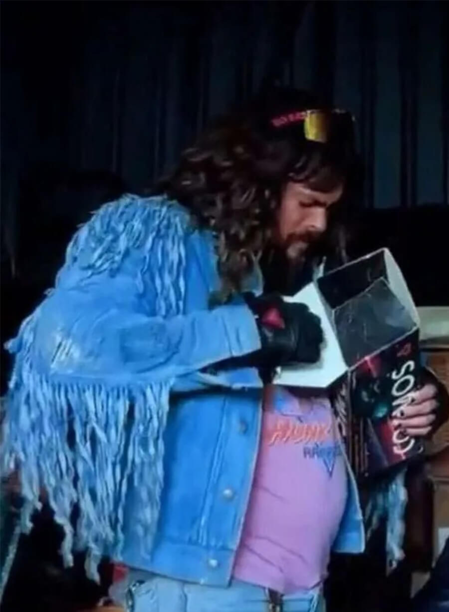 Jason Momoa Minecraft 2025 Garett Garrison Blue Fringe Jacket 