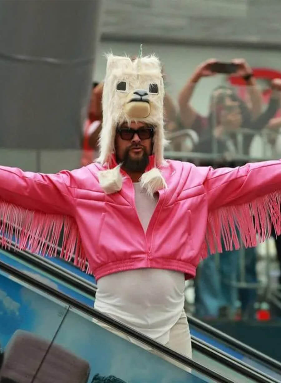 Jason Momoa Minecraft Garett Garrison Pink Fringe Jacket