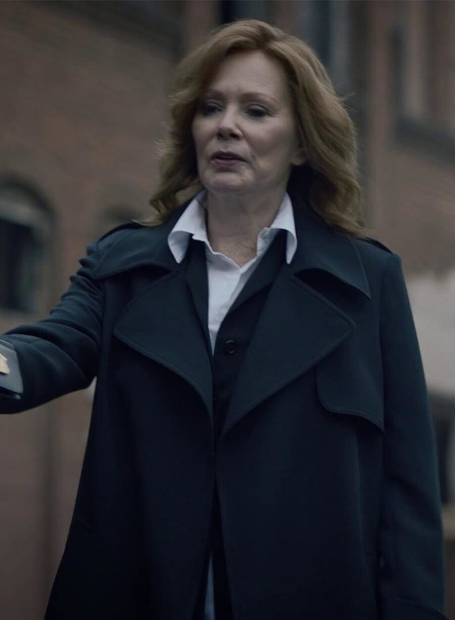 Jean Smart Watchmen Laurie Blake Black Wool Coat
