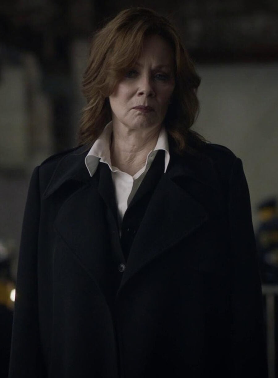 Jean Smart Watchmen Laurie Blake Black Wool Coat