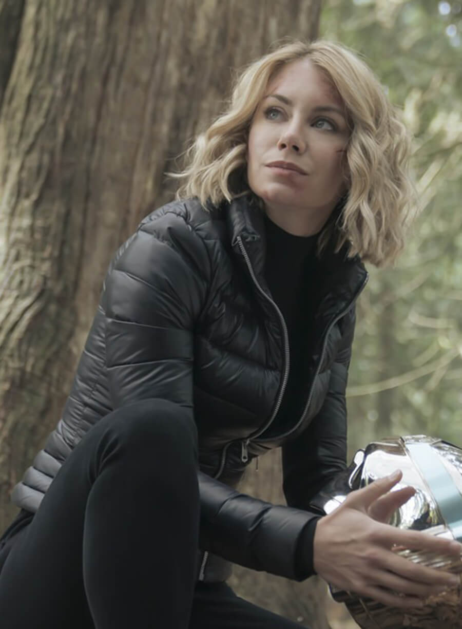 Jennifer Holland Peacemaker Emilia Harcourt Black Puffer Jacket
