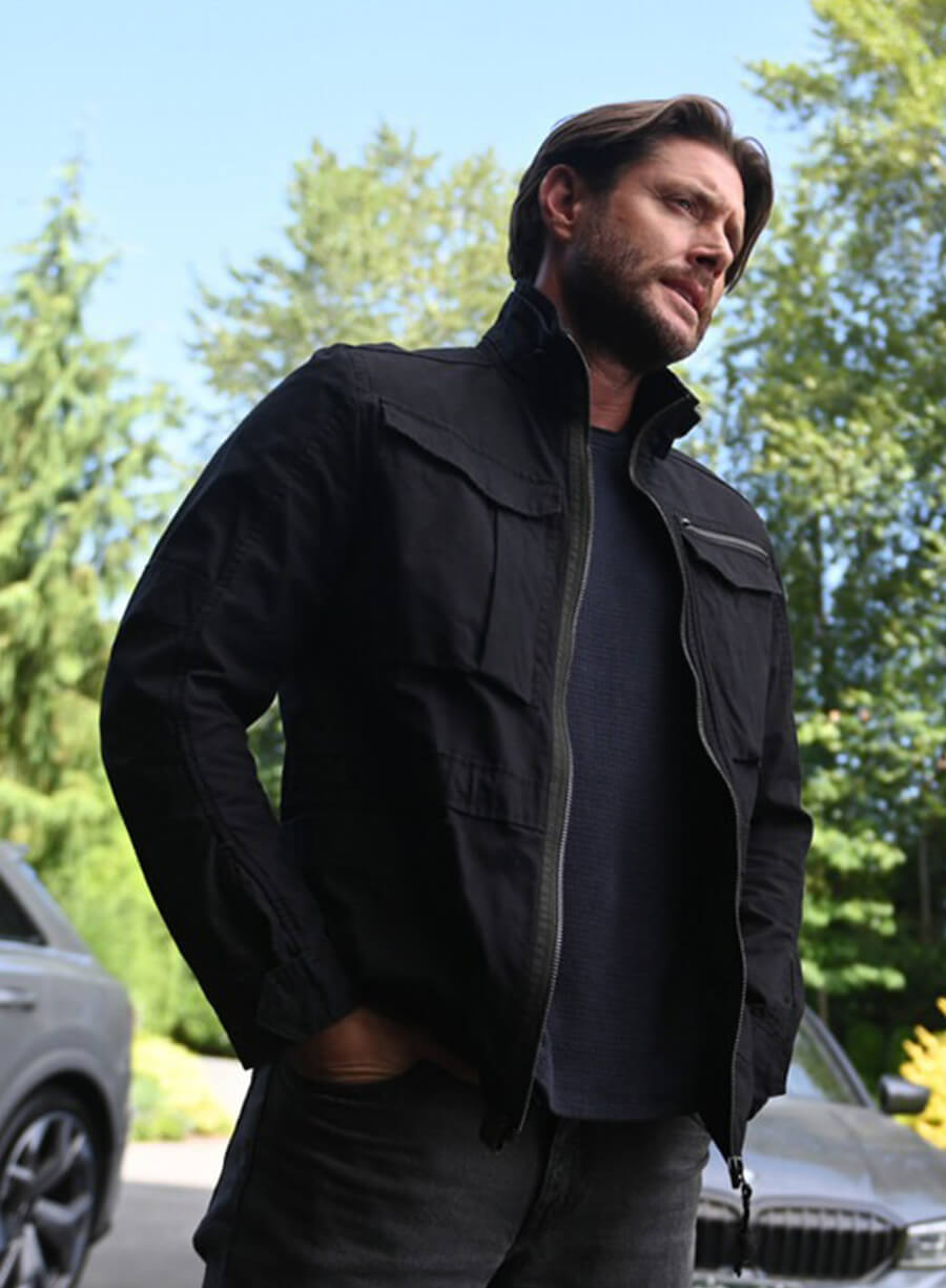 Jensen Ackles Tracker 2024 Russell Shaw Black Jacket 