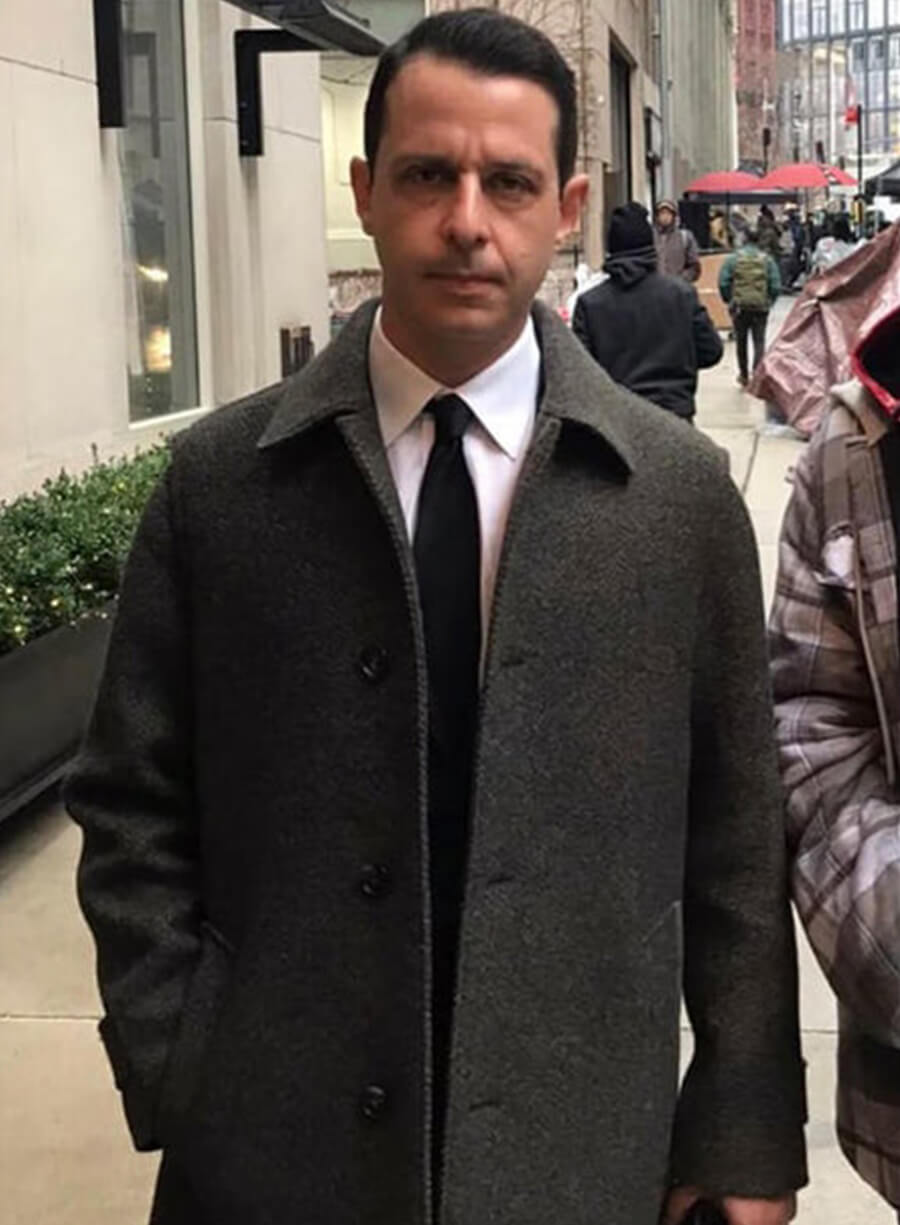 Jeremy Strong Succession S04 Kendall Roy S04 Grey Wool Coat
