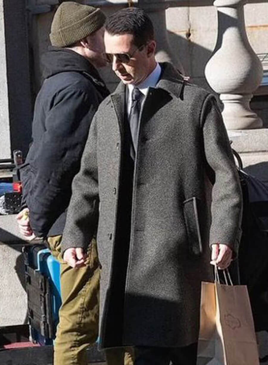 Jeremy Strong Succession S04 Kendall Roy S04 Grey Wool Coat