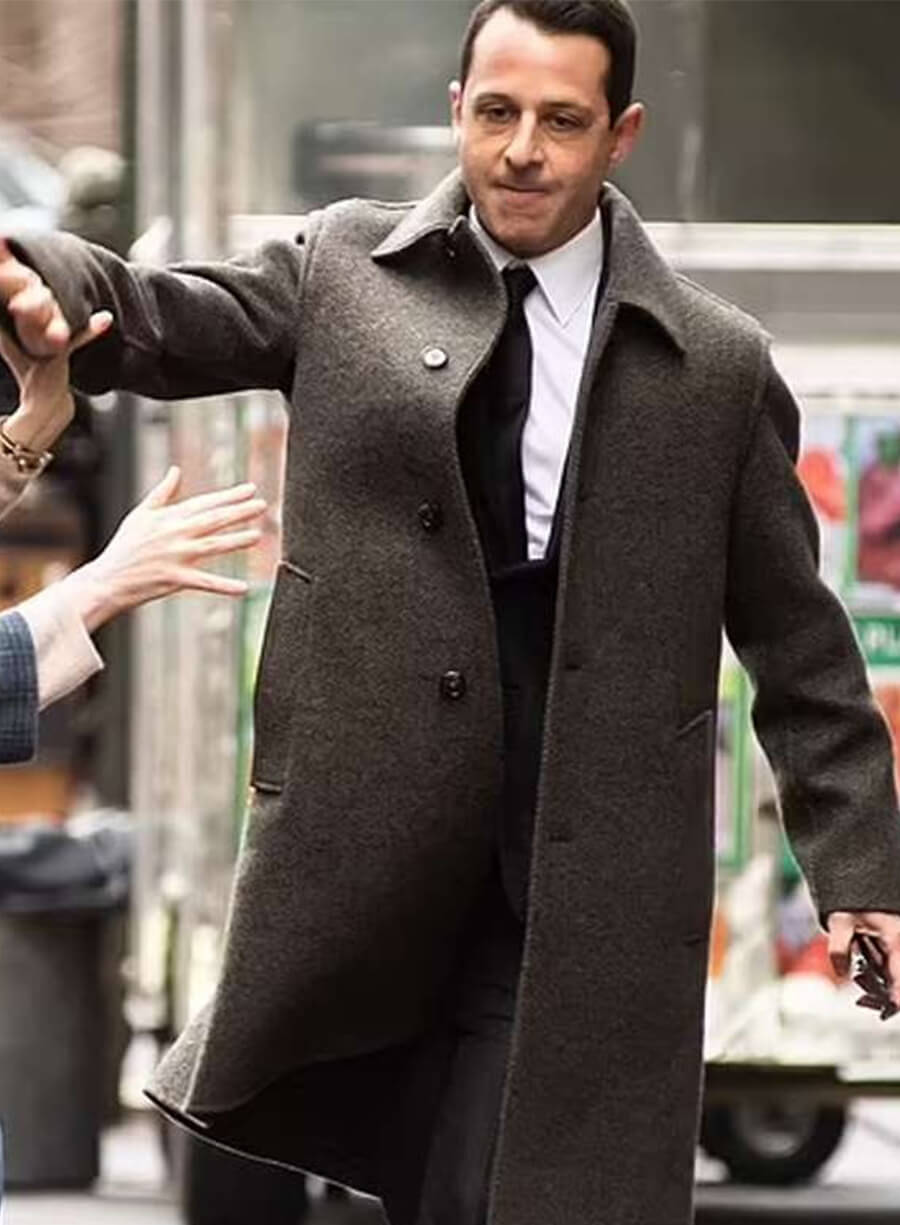 Jeremy Strong Succession S04 Kendall Roy S04 Grey Wool Coat