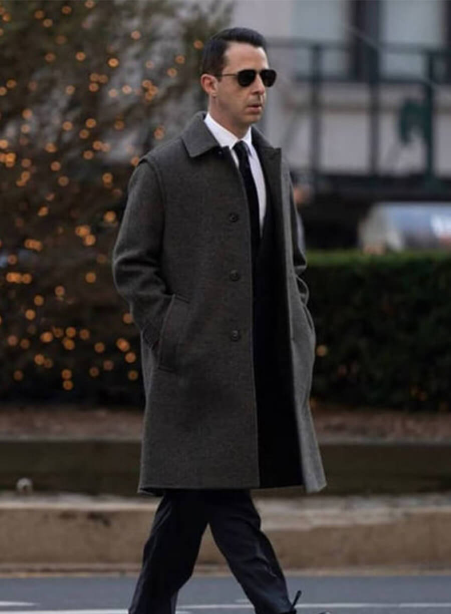 Jeremy Strong Succession S04 Kendall Roy S04 Grey Wool Coat