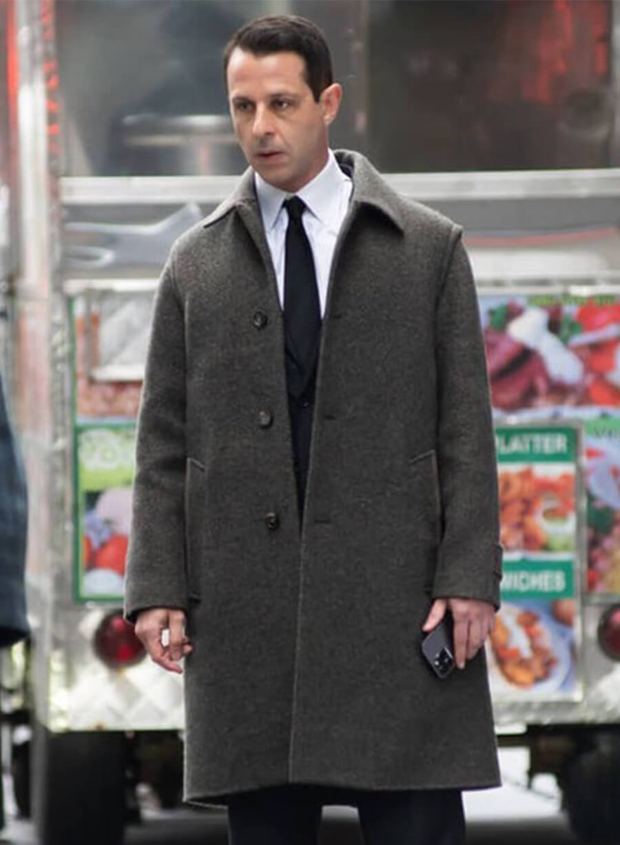 Jeremy Strong Succession S04 Kendall Roy S04 Grey Wool Coat