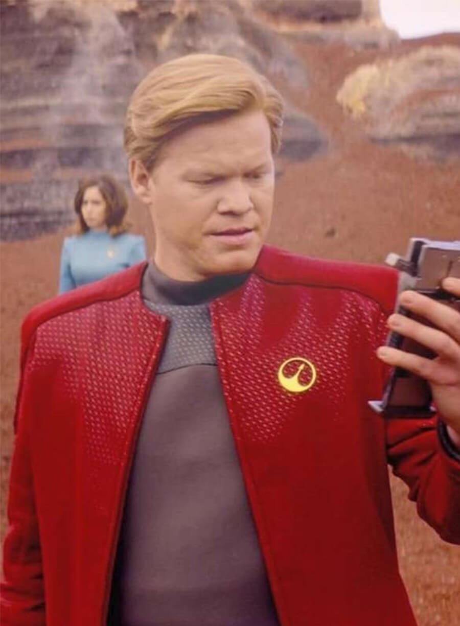 Jesse Plemons Black Mirror Robert Daly Red Jacket