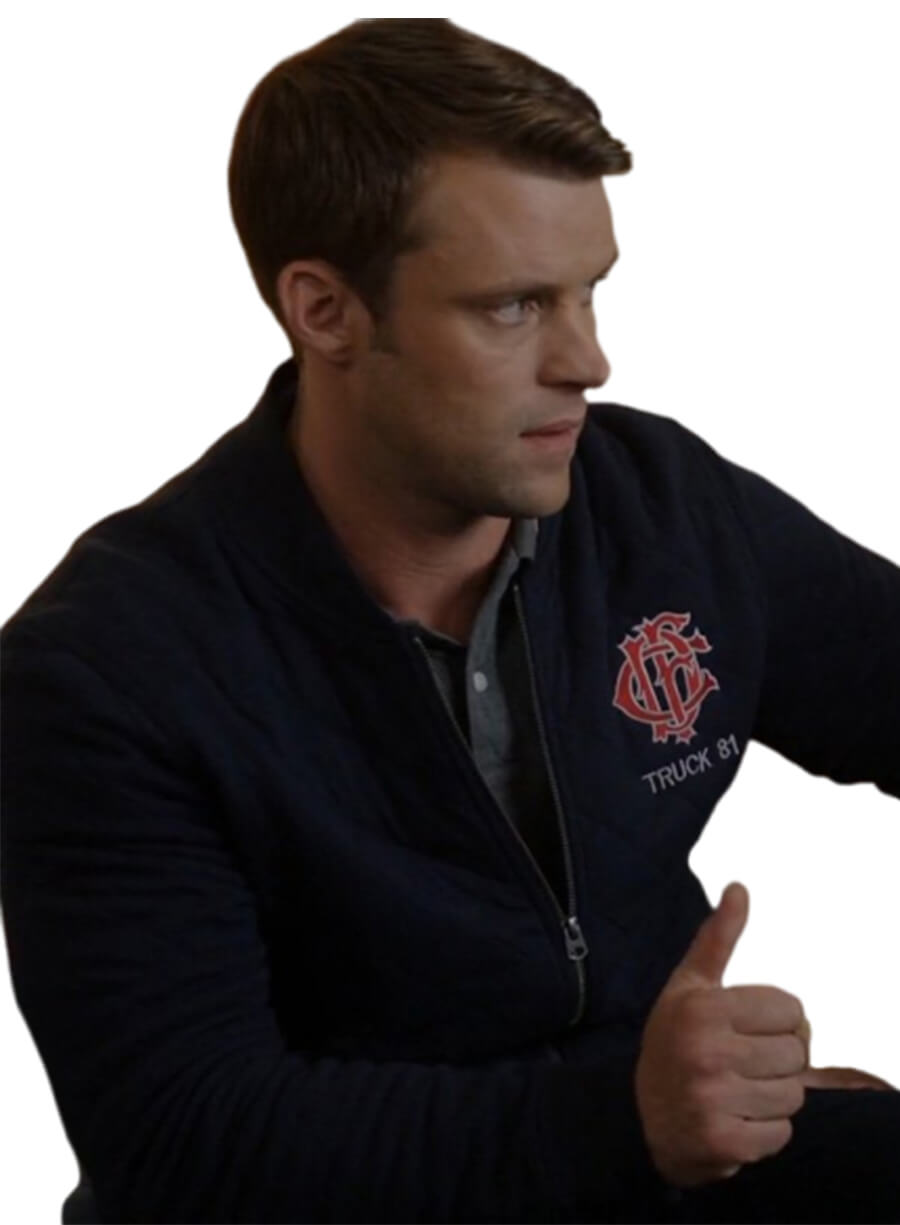 Jesse Spencer Chicago Fire Matthew Casey Blue Quilted Jacket