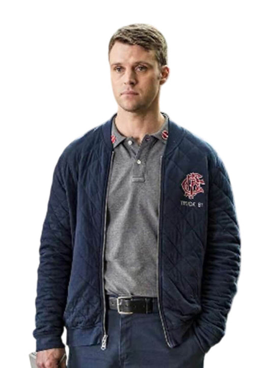 Jesse Spencer Chicago Fire Matthew Casey Blue Quilted Jacket